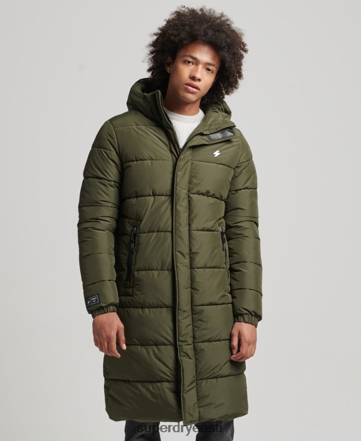 Superdry mehed logoga kapuutsiga õngejada mantel B2LT44526 Riietus khaki