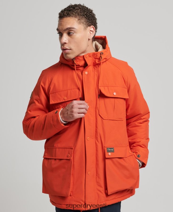 Superdry mehed mägipolsterdatud parkmantel B2LT44532 Riietus oranž