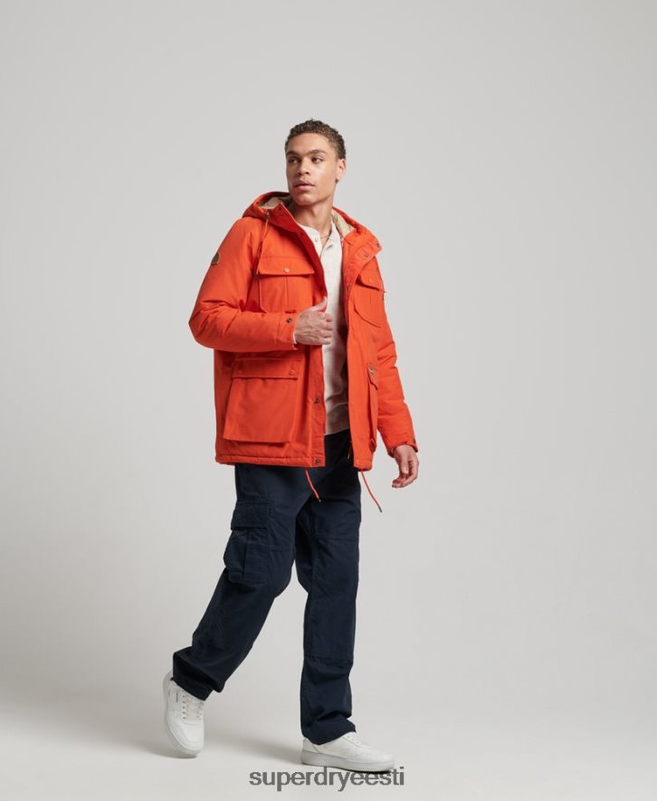 Superdry mehed mägipolsterdatud parkmantel B2LT44532 Riietus oranž