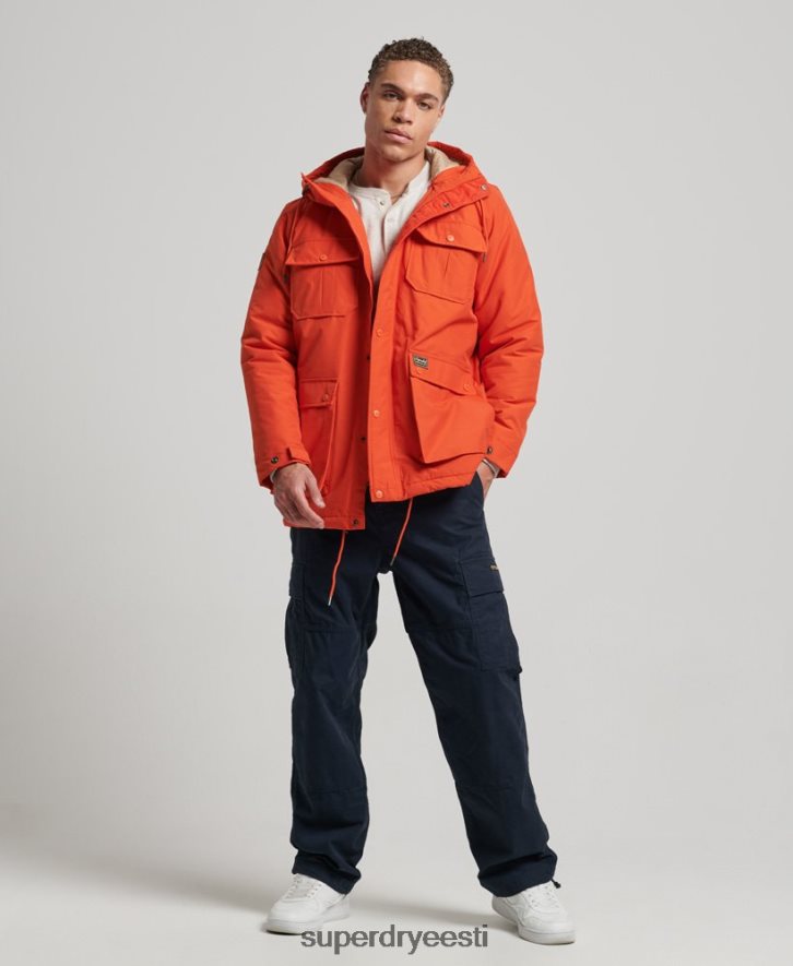 Superdry mehed mägipolsterdatud parkmantel B2LT44532 Riietus oranž