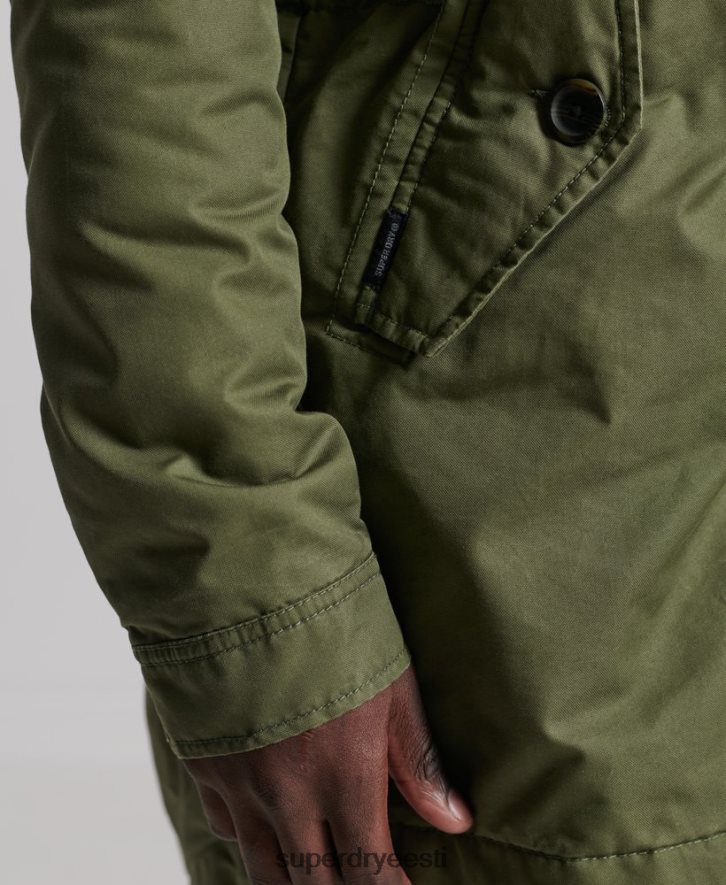 Superdry mehed service kunstkarusnahast ääristega parkmantel B2LT44493 Riietus khaki