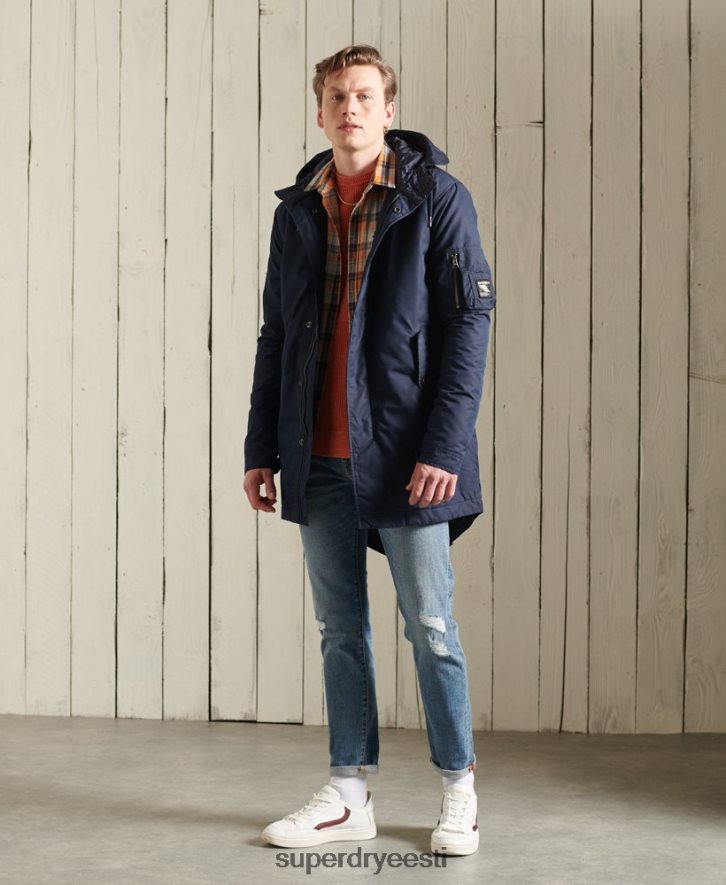 Superdry mehed teeninduskeskmine parkmantel B2LT44760 Riietus sinine