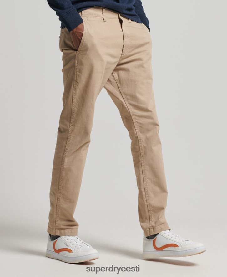 Superdry mehed ohvitseride õhukesed chino püksid B2LT46474 Riietus beež