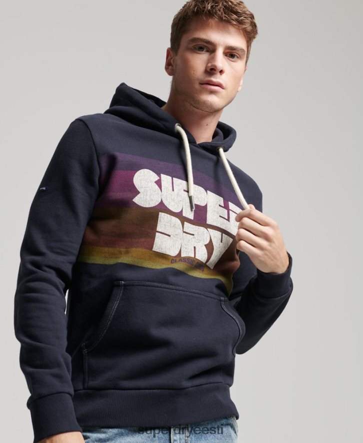 Superdry mehed 70ndate triibuline kapuuts B2LT45135 Riietus merevägi