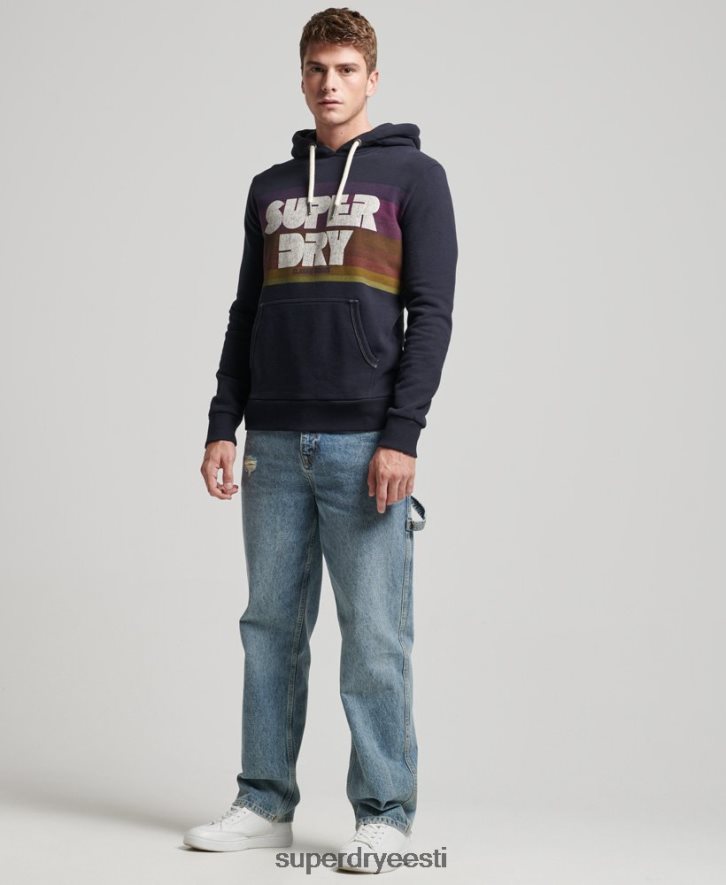 Superdry mehed 70ndate triibuline kapuuts B2LT45135 Riietus merevägi