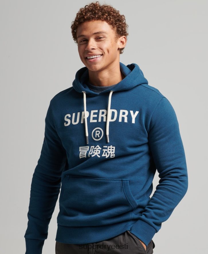 Superdry mehed ettevõtte logoga marli kapuuts B2LT4620 Riietus sinine