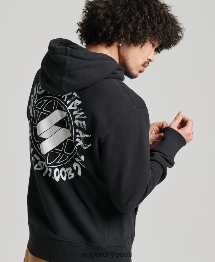 Superdry mehed gloobuse logoga kapuuts B2LT45119 Riietus must