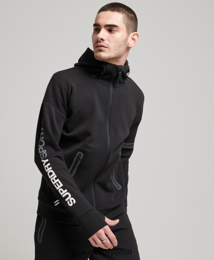 Superdry mehed gymtech tõmblukuga kapuuts B2LT4562 Riietus must