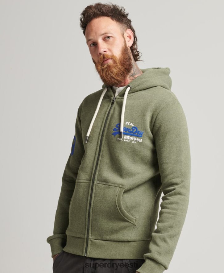 Superdry mehed klassikaline graafilise logoga lukuga kapuuts B2LT45121 Riietus roheline