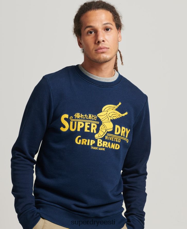 Superdry mehed seinamärgi meeskonna dressipluus B2LT45157 Riietus tumesinine