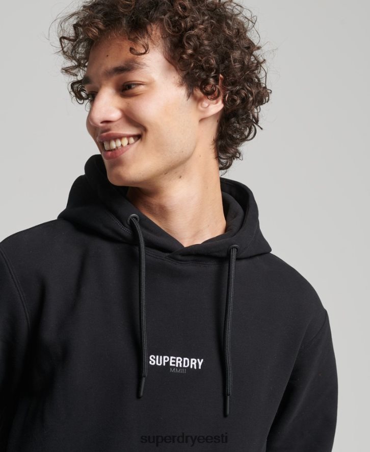 Superdry mehed tikandiga mikrologoga avar kapuuts B2LT45206 Riietus must