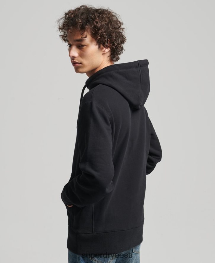 Superdry mehed tikandiga mikrologoga avar kapuuts B2LT45206 Riietus must