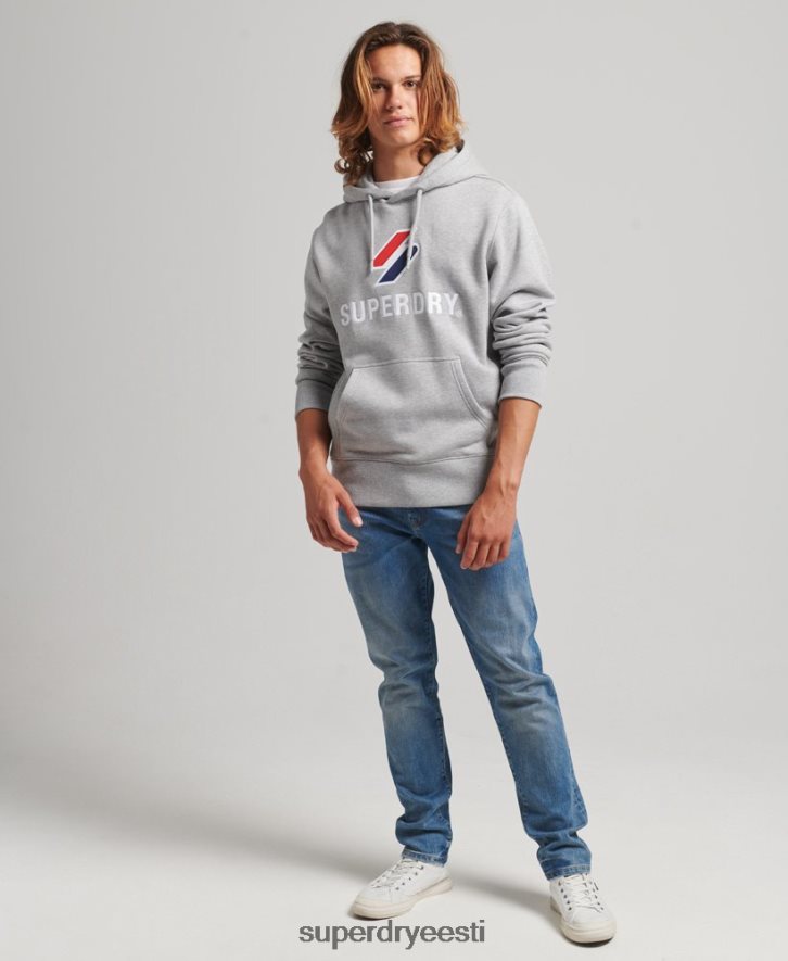 Superdry mehed virnastatud aplikatsiooniga logoga kapuuts B2LT45115 Riietus hall