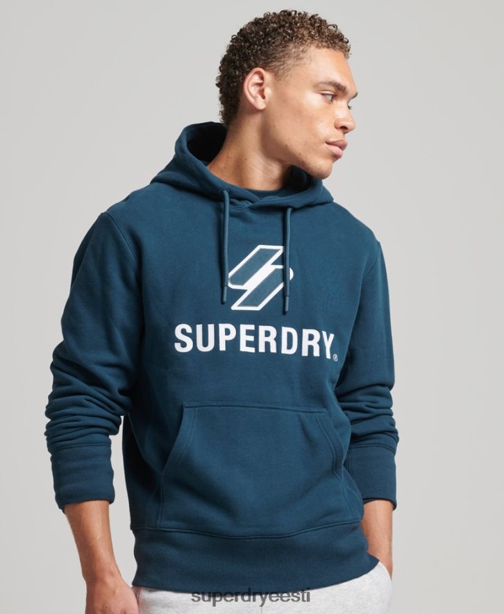 Superdry mehed virnastatud aplikatsiooniga logoga kapuuts B2LT45161 Riietus tumesinine