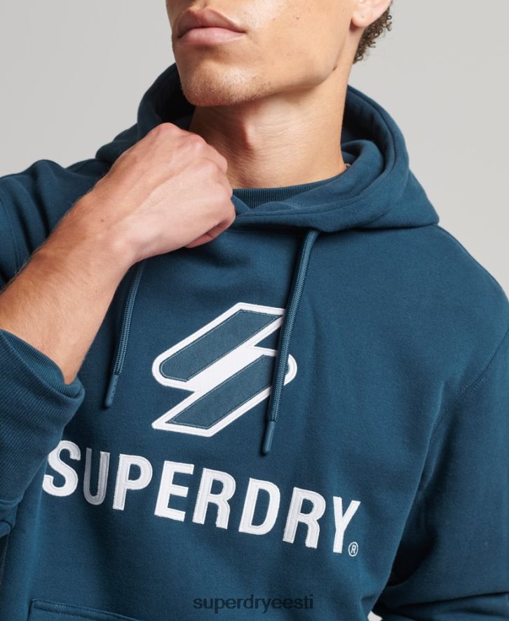 Superdry mehed virnastatud aplikatsiooniga logoga kapuuts B2LT45161 Riietus tumesinine