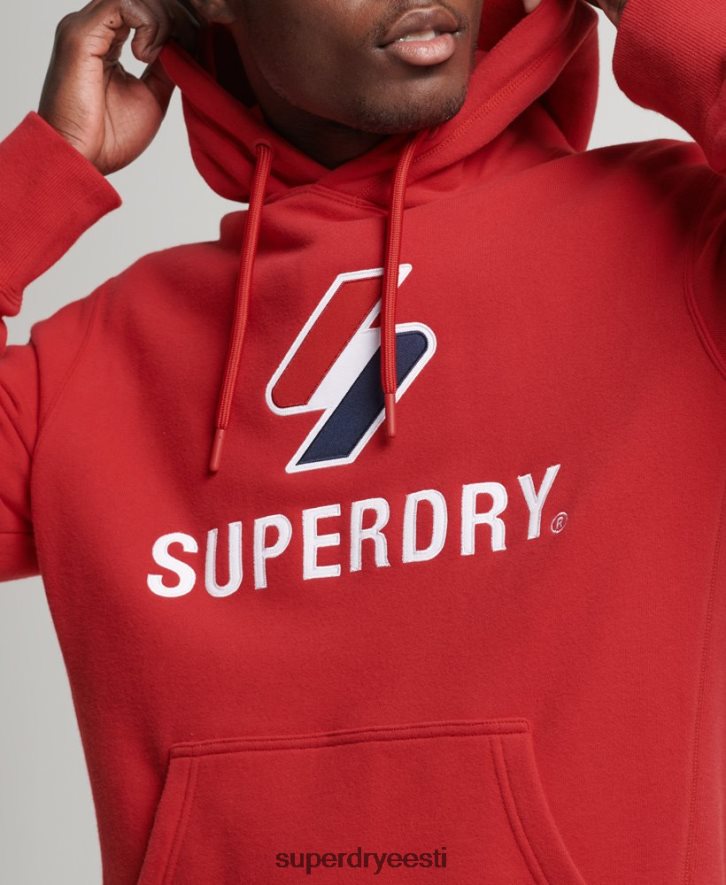 Superdry mehed virnastatud aplikatsiooniga logoga kapuuts B2LT45194 Riietus punane