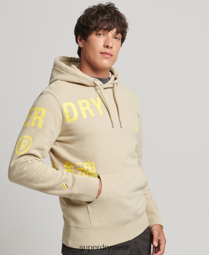 Superdry mehed virnastatud logoprindiga lahtine kapuuts B2LT45222 Riietus beež