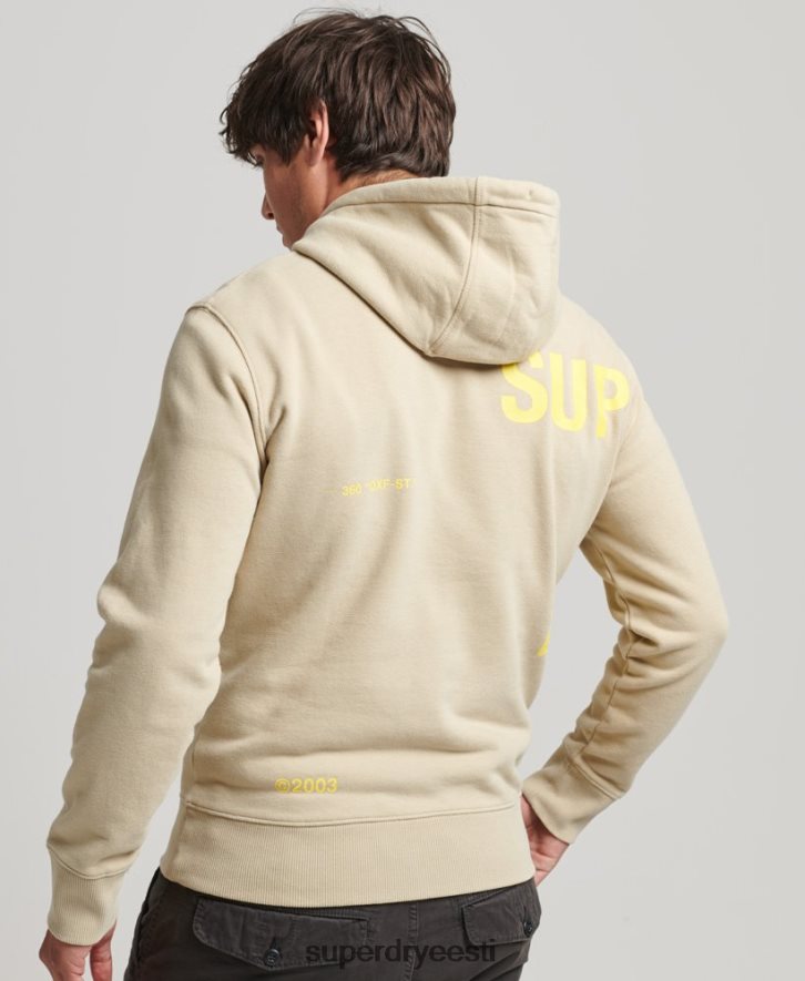 Superdry mehed virnastatud logoprindiga lahtine kapuuts B2LT45222 Riietus beež