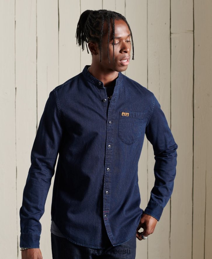 Superdry mehed indigo henley töösärk B2LT4235 Riietus helesinine