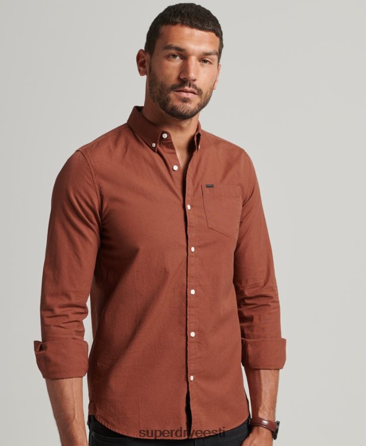 Superdry mehed puuvillane mikrokontrollsärk B2LT4225 Riietus oranž