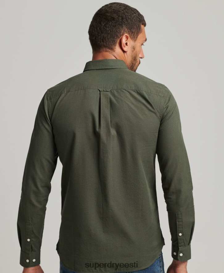 Superdry mehed puuvillane mikrokontrollsärk B2LT4231 Riietus roheline