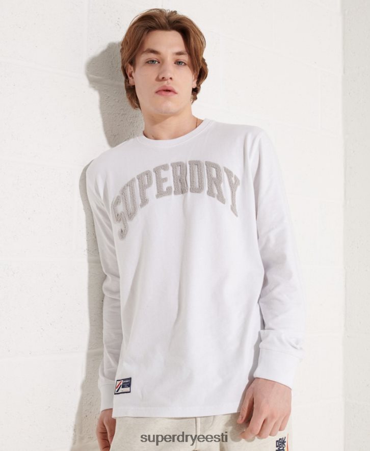 Superdry mehed ülikoolikaare pikkade varrukatega topp B2LT41581 Riietus valge