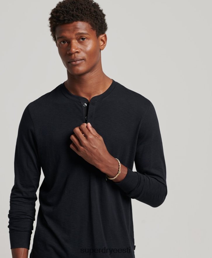 Superdry mehed pikkade varrukatega henley trikoosärk B2LT41514 Riietus must