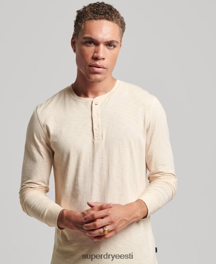 Superdry mehed pikkade varrukatega henley trikoosärk B2LT46365 Riietus kreem