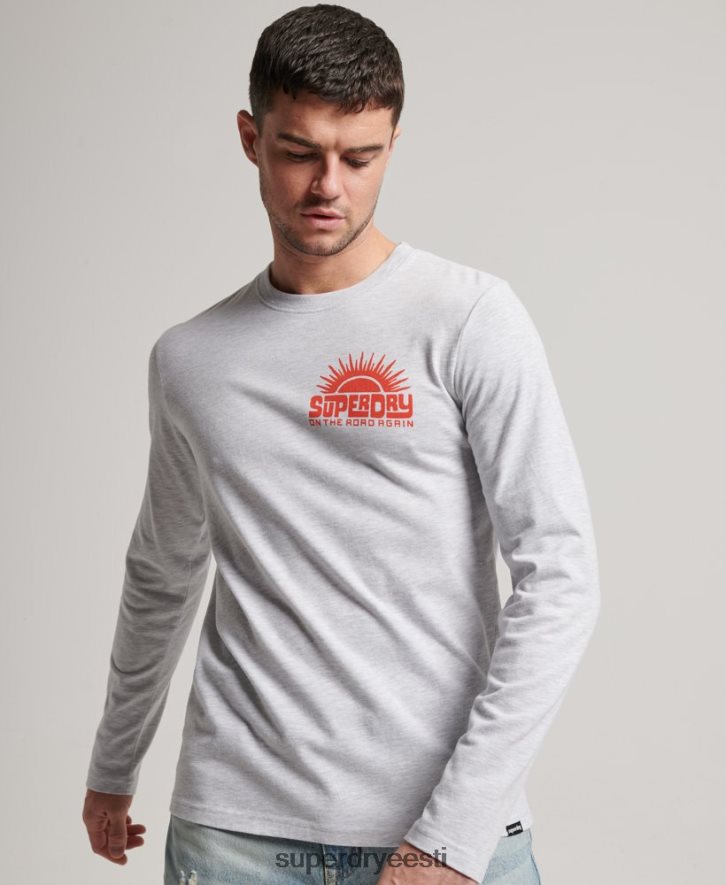 Superdry mehed reisikleebis pikkade varrukatega top B2LT41499 Riietus helehall