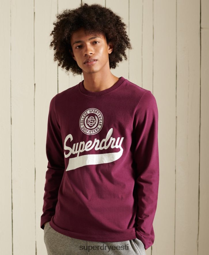 Superdry mehed script stiilis pikkade varrukatega topp B2LT41585 Riietus lilla