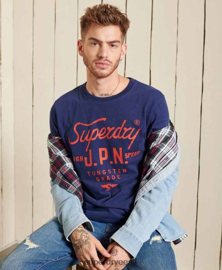 Superdry mehed stsenaariumi stiilis tööriiete top B2LT41580 Riietus sinine