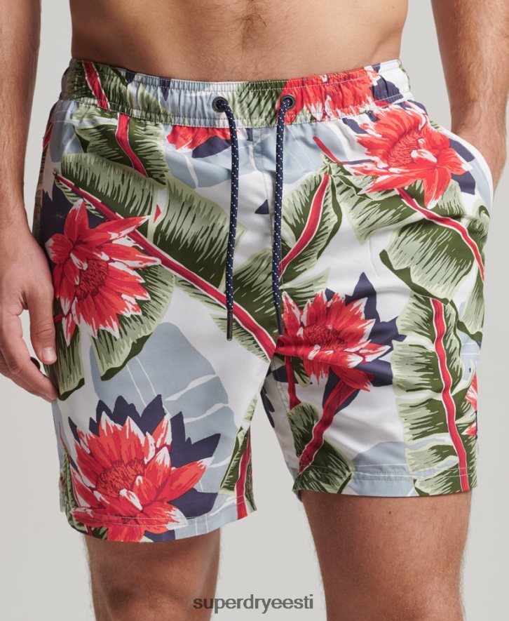 Superdry mehed hawaii taaskasutatud ujumispüksid B2LT4395 Riietus valge