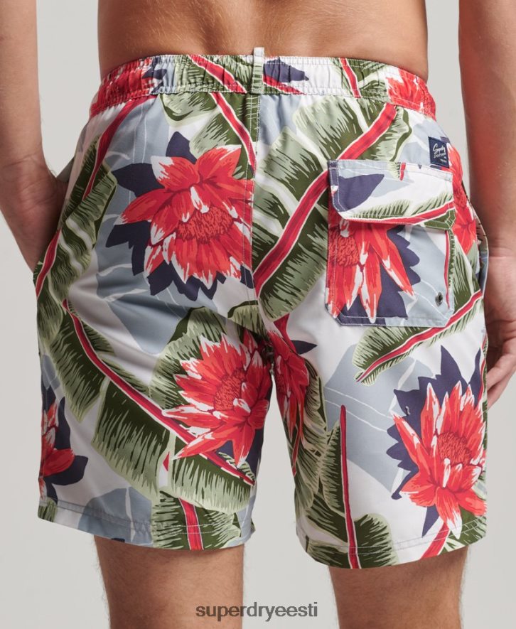 Superdry mehed hawaii taaskasutatud ujumispüksid B2LT4395 Riietus valge