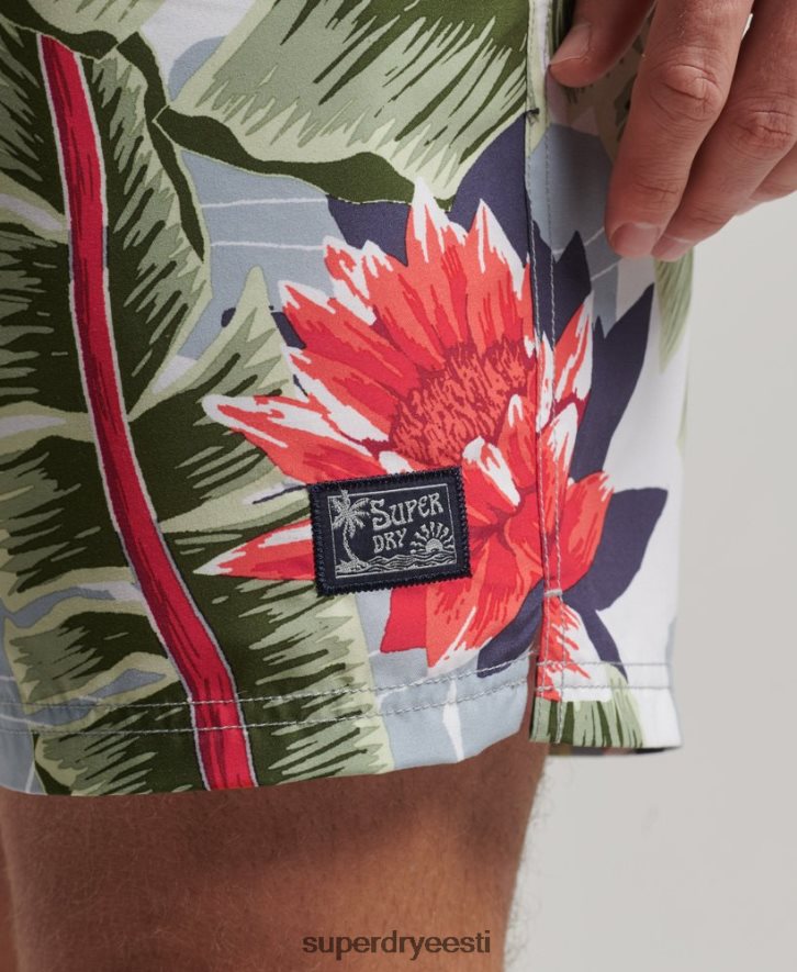 Superdry mehed hawaii taaskasutatud ujumispüksid B2LT4395 Riietus valge