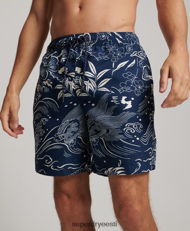 Superdry mehed hawaii taaskasutatud ujumispüksid B2LT4400 Riietus tumesinine