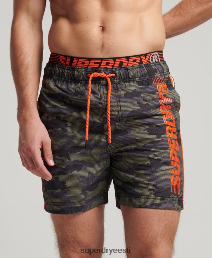 Superdry mehed osariigi võrkpalli ujumispüksid B2LT4447 Riietus roheline