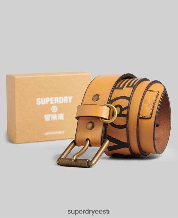 Superdry mehed reljeefne nahast vöö kinkekarp B2LT41650 tarvikud tan