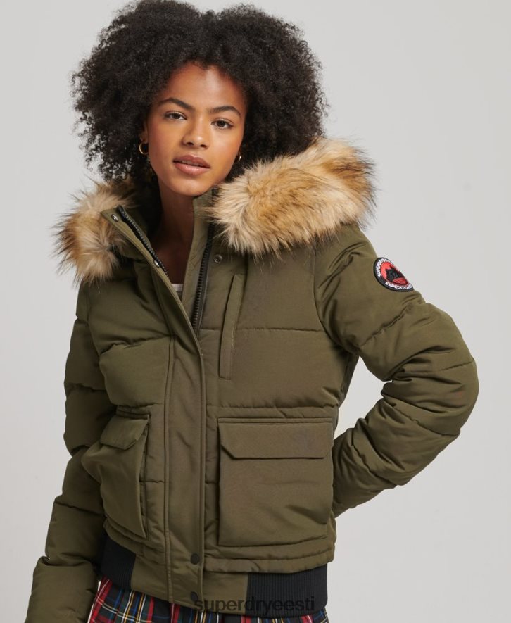 Superdry naised everest kapuutsiga puffer bomber jope B2LT43671 Riietus roheline