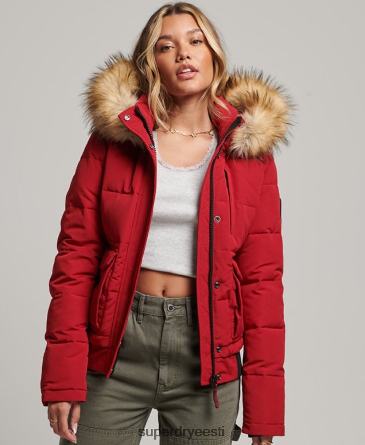 Superdry naised everest kapuutsiga puffer bomber jope B2LT43676 Riietus punane