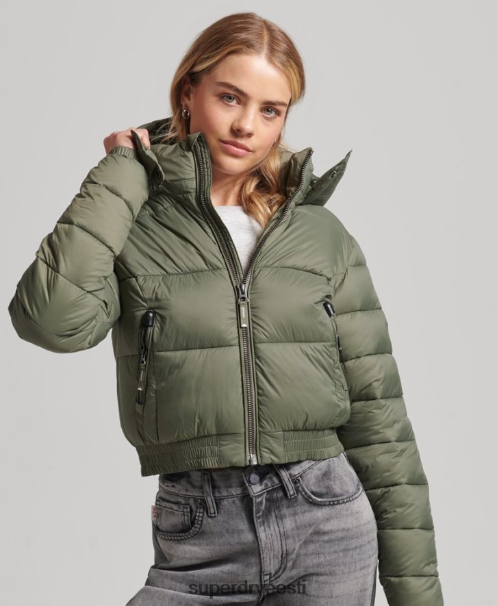 Superdry naised fuji kärbitud kapuutsiga jope B2LT43731 Riietus roheline