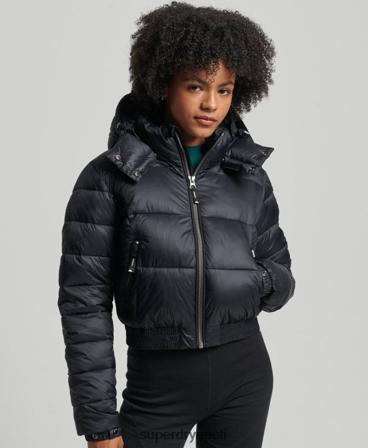 Superdry naised fuji kärbitud kapuutsiga jope B2LT43826 Riietus must