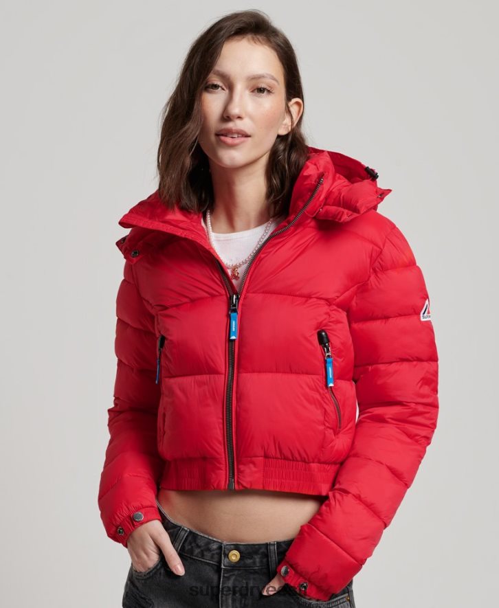 Superdry naised fuji kärbitud kapuutsiga jope B2LT45525 Riietus punane