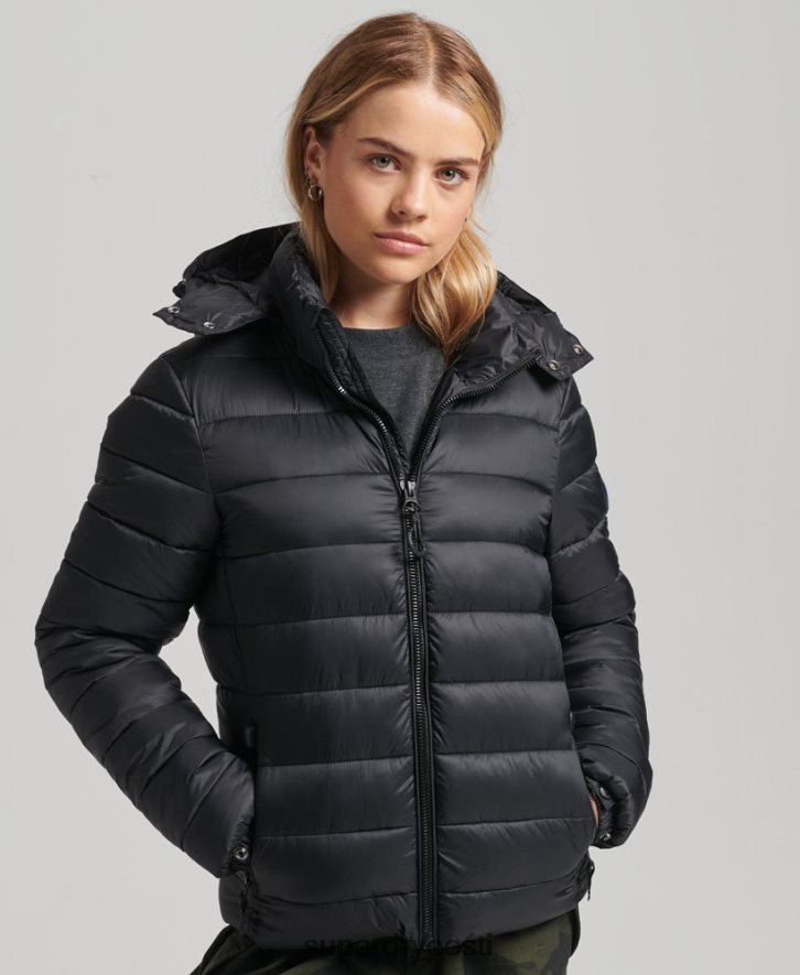 Superdry naised kapuutsiga klassikaline puhvis jope B2LT43565 Riietus must