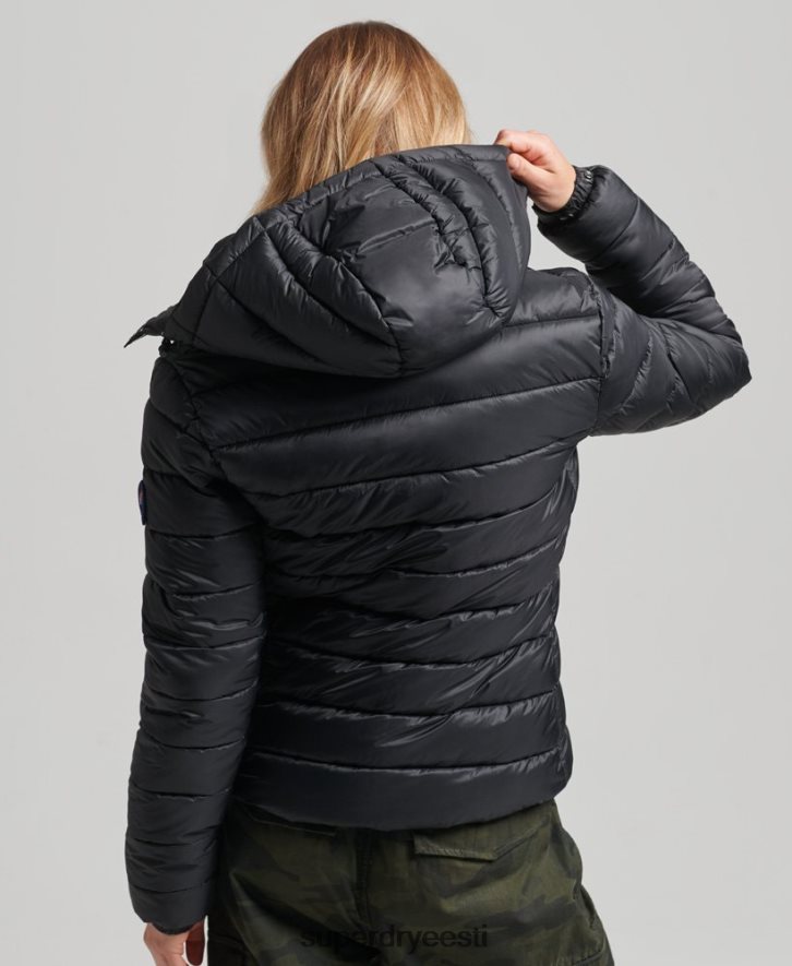 Superdry naised kapuutsiga klassikaline puhvis jope B2LT43565 Riietus must