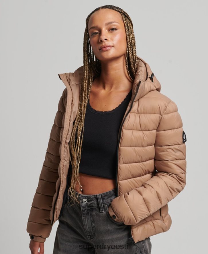 Superdry naised kapuutsiga klassikaline puhvis jope B2LT43686 Riietus pruun