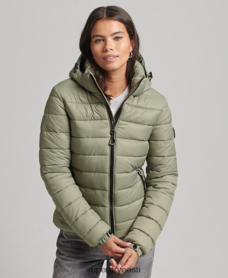 Superdry naised kapuutsiga klassikaline puhvis jope B2LT43730 Riietus khaki