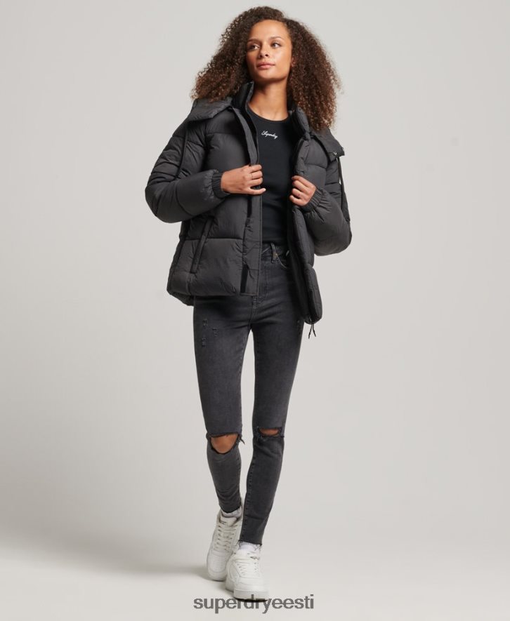 Superdry naised kapuutsiga ripstop puffjakk B2LT43575 Riietus must