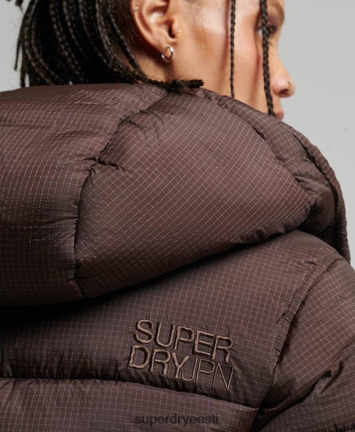 Superdry naised kapuutsiga ripstop puffjakk B2LT43576 Riietus pruun