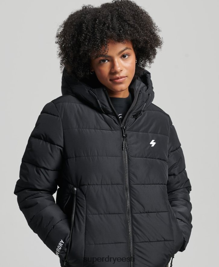 Superdry naised kapuutsiga spirituaalne spordipuhvis jope B2LT43739 Riietus must