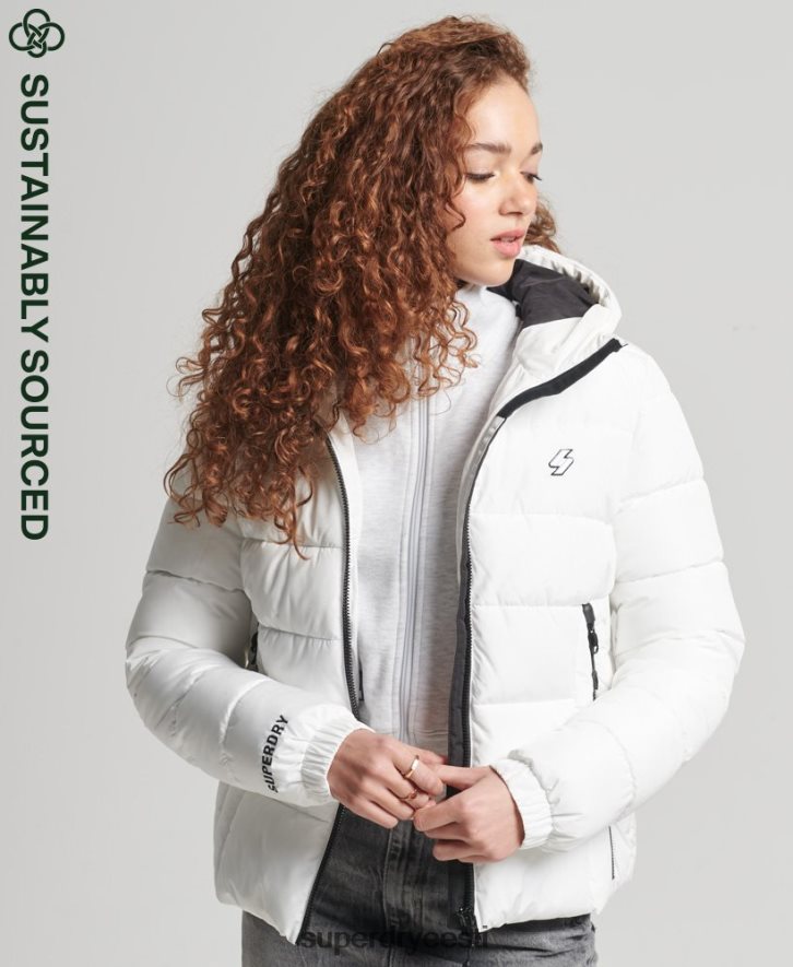 Superdry naised kapuutsiga spirituaalne spordipuhvis jope B2LT43759 Riietus valge